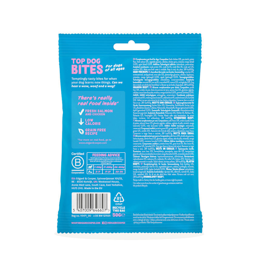 50 g Edgard & Cooper Bocaditos Grandes de Salm&oacute;n y Pollo snack  para perros, , large Imagen numero 7